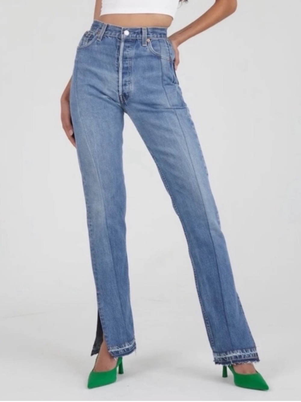EB Denim Vintage Unraveled Straight Leg in Medium Wash Size 25 - Picture 3 of 10